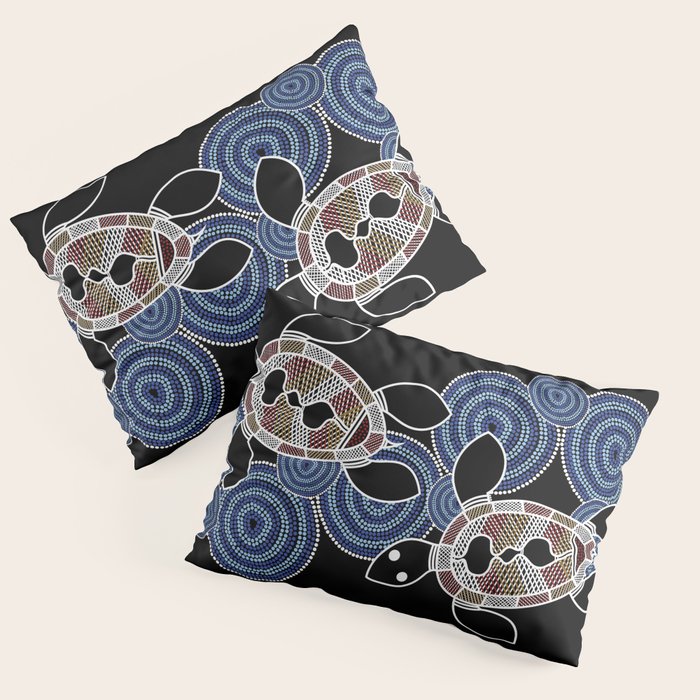 Authentic Aboriginal Art - Sea Turtles 2 Pillow Sham Gallery Image 1