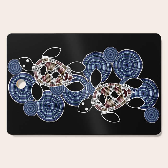 Authentic Aboriginal Art - Sea Turtles 2 Cutting Board Gallery Image 1