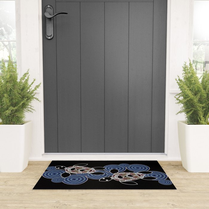 Authentic Aboriginal Art - Sea Turtles 2 Welcome Mat Gallery Image 3
