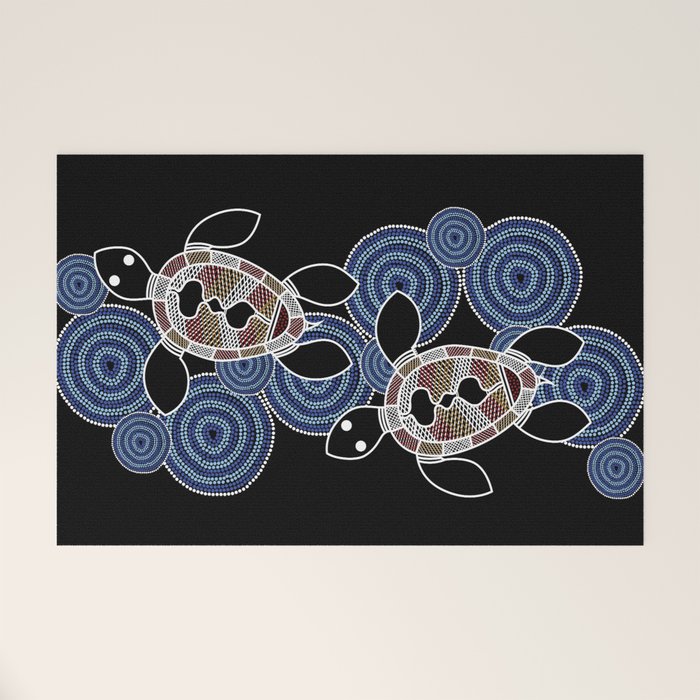 Authentic Aboriginal Art - Sea Turtles 2 Welcome Mat Gallery Image 1