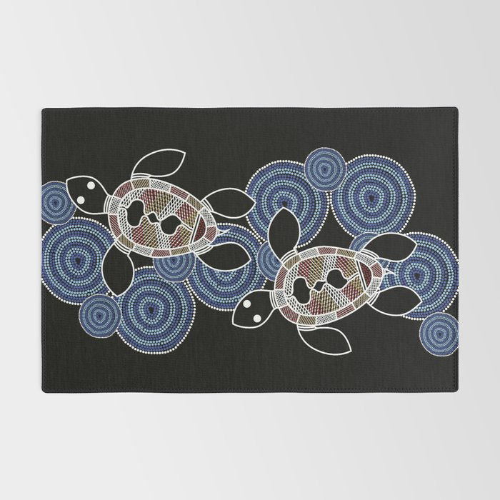 Authentic Aboriginal Art - Sea Turtles 2 Rug Gallery Image 2