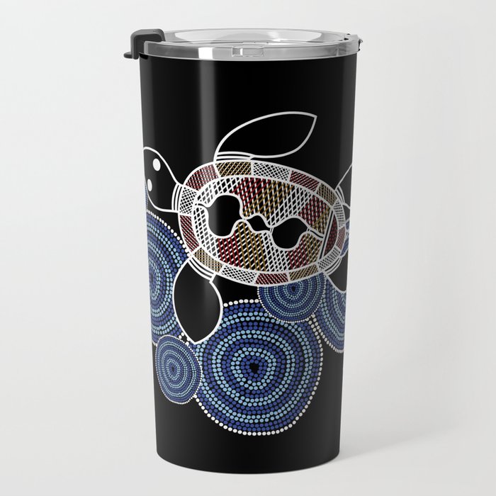 Authentic Aboriginal Art - Sea Turtles 2 Travel Mug Gallery Image 3