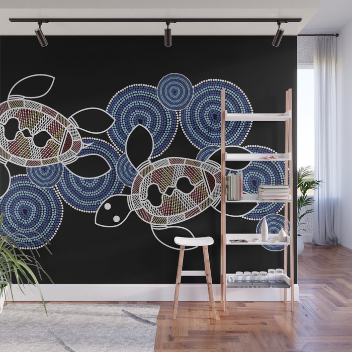 Authentic Aboriginal Art - Sea Turtles 2 Wall Mural Gallery Image 1