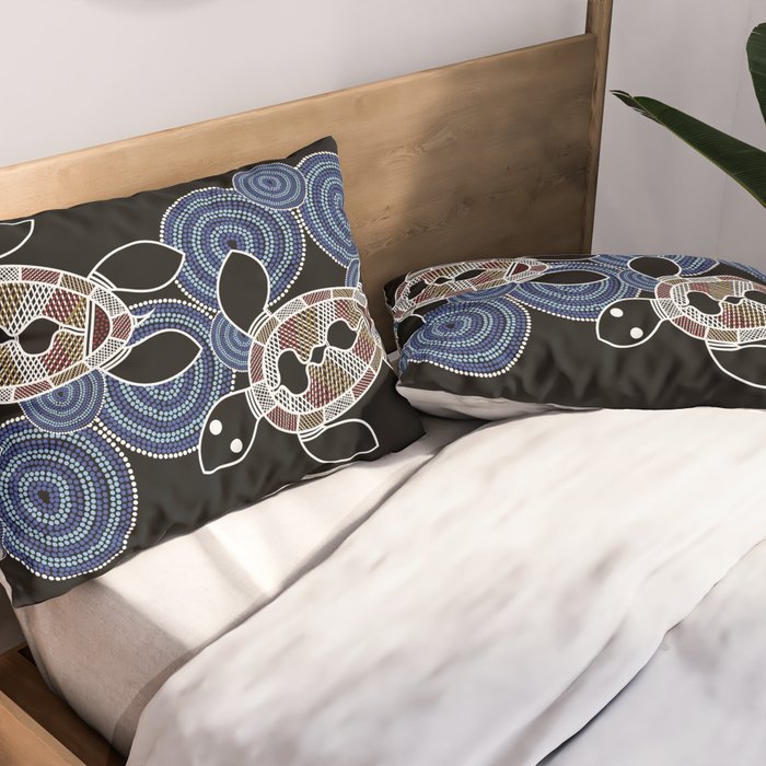 Authentic Aboriginal Art - Sea Turtles 2 Pillow Sham Gallery Image 2
