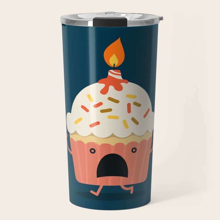 Cupcake on fire Travel Mug Gallery Image 1