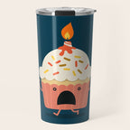 Cupcake on fire Travel Mug Gallery Image 1