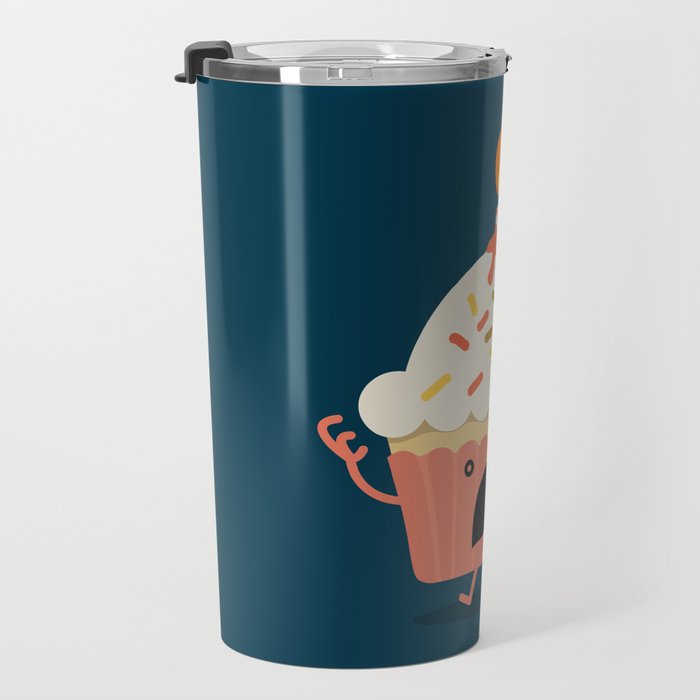 Cupcake on fire Travel Mug Gallery Image 3