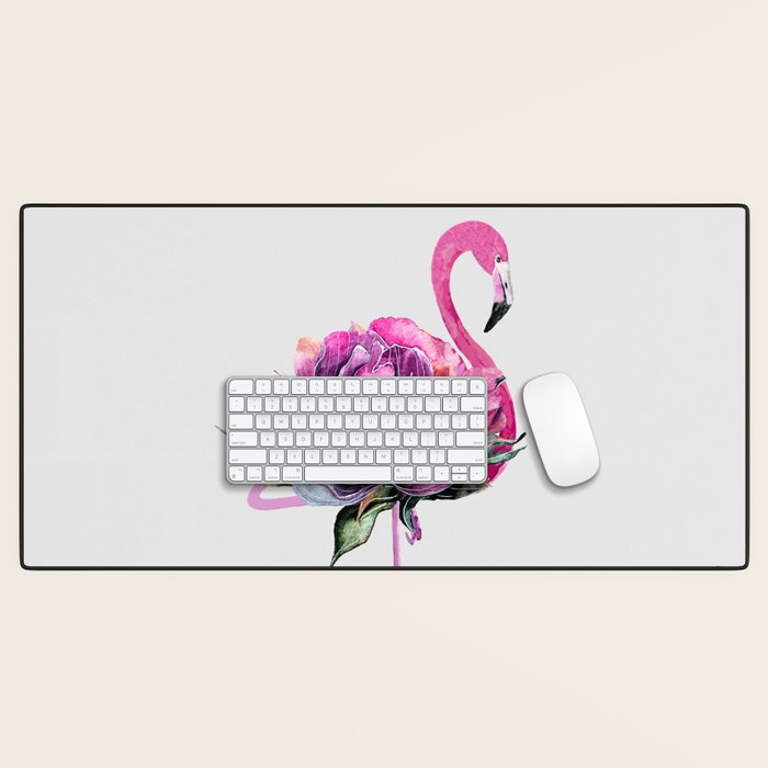 Flower Flamingo Desk Mat Gallery Image 1