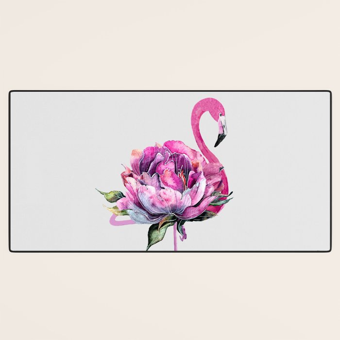 Flower Flamingo Desk Mat Gallery Image 3