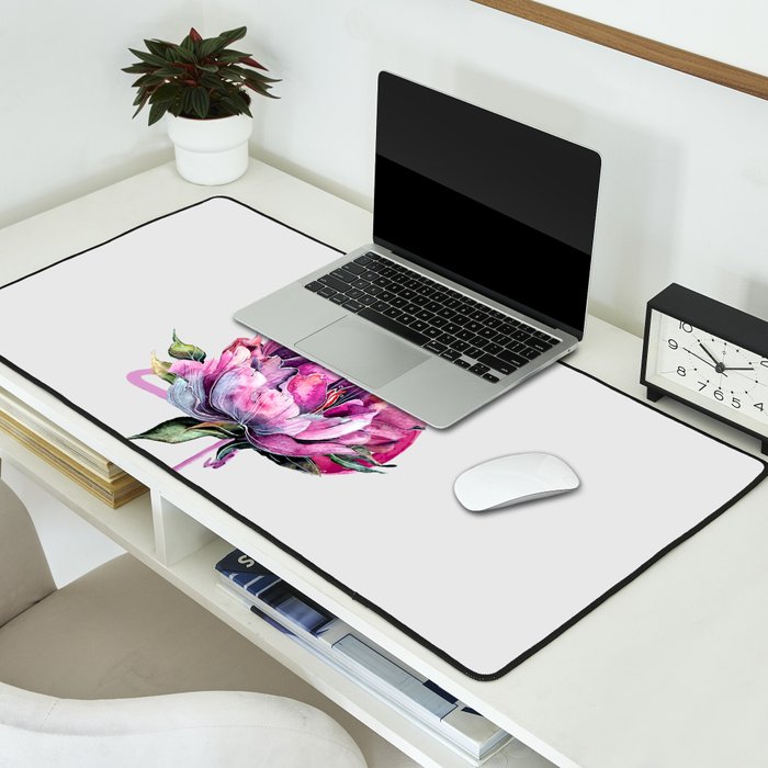 Flower Flamingo Desk Mat Gallery Image 2