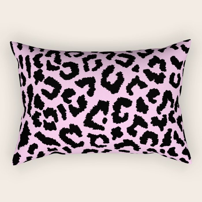2000s leopard-black on palest pink Rectangular Pillow Gallery Image 1