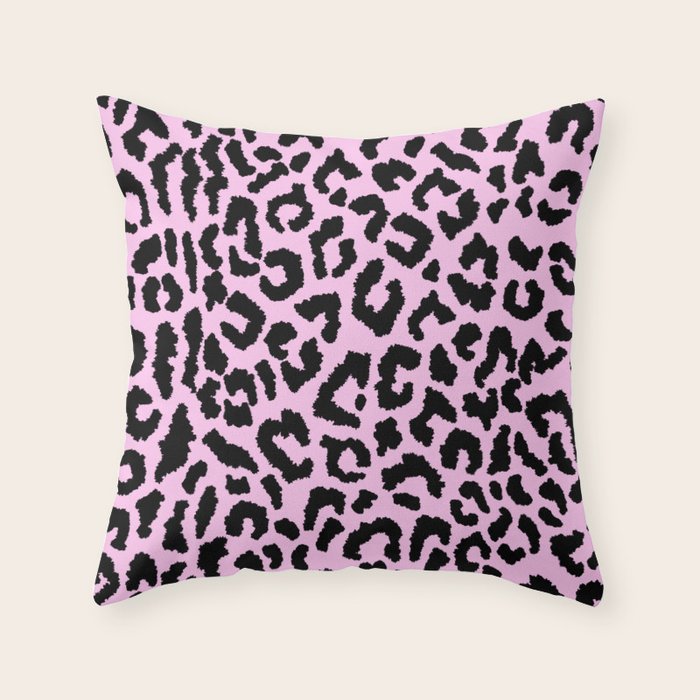 2000s leopard-black on palest pink Throw Pillow Gallery Image 6