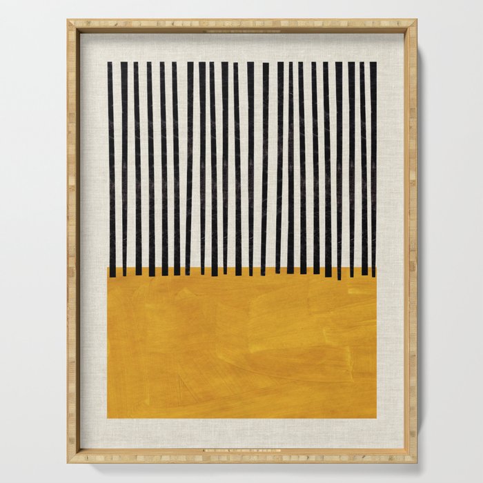 Sunshine Color Field Rothko Inspired Abstract Mid Century Modern Geometric Pattern Serving Tray Gallery Image 1
