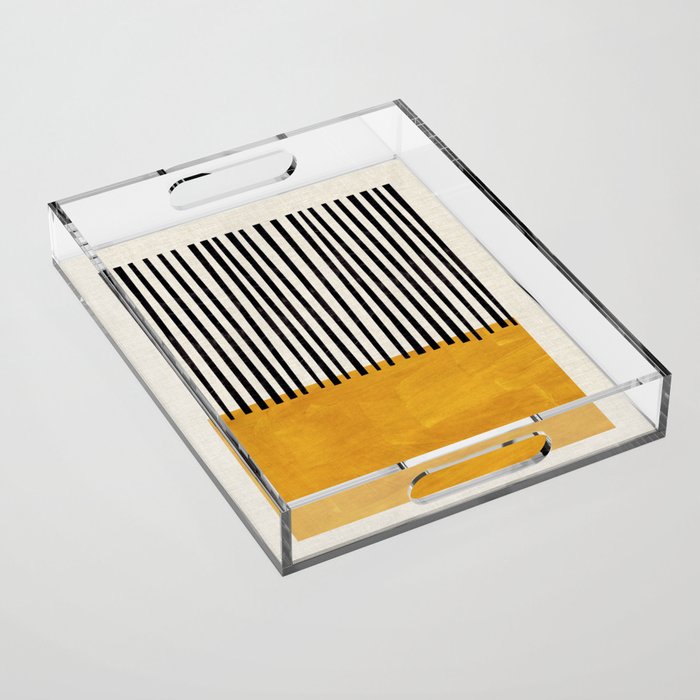 Sunshine Color Field Rothko Inspired Abstract Mid Century Modern Geometric Pattern Acrylic Tray Gallery Image 1
