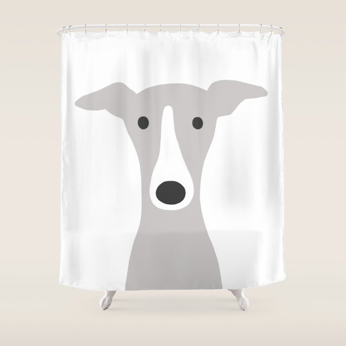 Cute Greyhound, Italian Greyhound or Whippet Cartoon Dog Shower Curtain Gallery Image 1