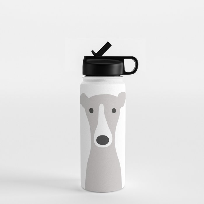 Cute Greyhound, Italian Greyhound or Whippet Cartoon Dog Water Bottle Gallery Image 1