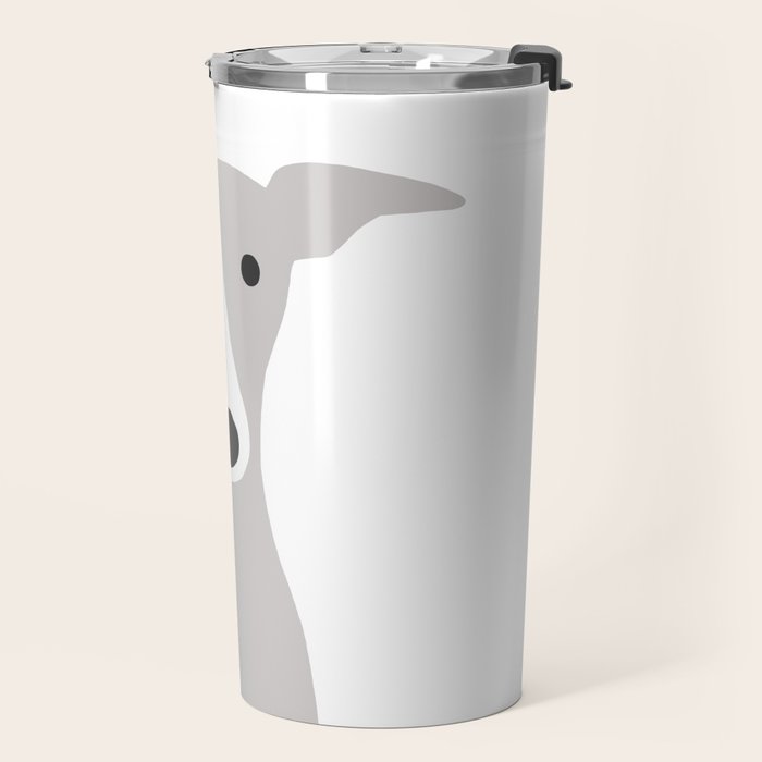 Cute Greyhound, Italian Greyhound or Whippet Cartoon Dog Travel Mug Gallery Image 2