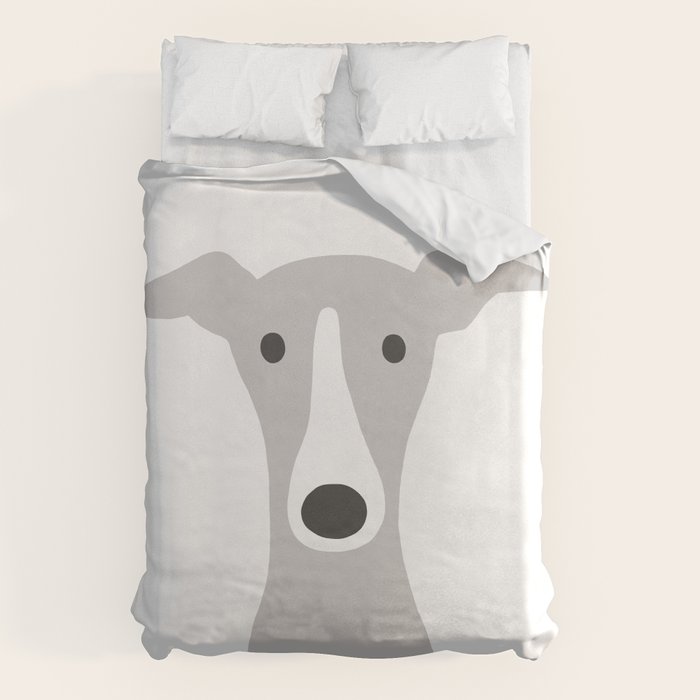 Cute Greyhound, Italian Greyhound or Whippet Cartoon Dog Duvet Cover Gallery Image 6