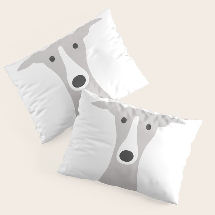 Cute Greyhound, Italian Greyhound or Whippet Cartoon Dog Pillow Sham Gallery Image 3