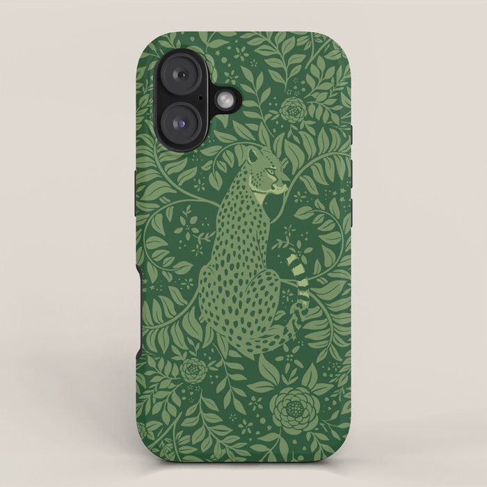 Spring Cheetah Pattern - Forest Green iPhone Case Gallery Image 1