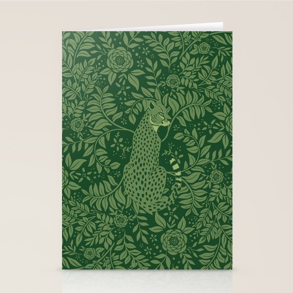 Spring Cheetah Pattern - Forest Green Stationery Card Gallery Image 2