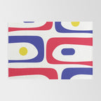 Mid Century Modern Piquet Minimalist Abstract Pattern in Red, Navy Blue, Yellow, and White Rug Gallery Image 2