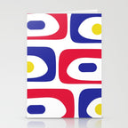 Mid Century Modern Piquet Minimalist Abstract Pattern in Red, Navy Blue, Yellow, and White Stationery Card Gallery Image 2
