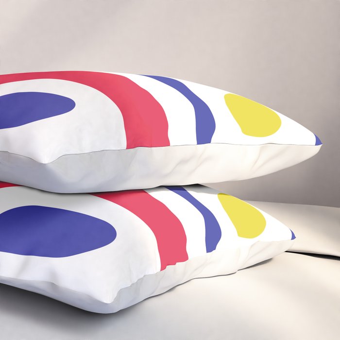Mid Century Modern Piquet Minimalist Abstract Pattern in Red, Navy Blue, Yellow, and White Pillow Sham Gallery Image 3