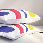 Mid Century Modern Piquet Minimalist Abstract Pattern in Red, Navy Blue, Yellow, and White Pillow Sham Gallery Image 3