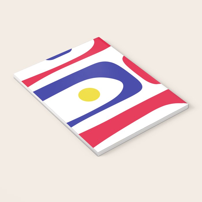 Mid Century Modern Piquet Minimalist Abstract Pattern in Red, Navy Blue, Yellow, and White Notebook Gallery Image 3