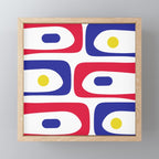 Mid Century Modern Piquet Minimalist Abstract Pattern in Red, Navy Blue, Yellow, and White Mini Art Print Gallery Image 1