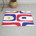 Mid Century Modern Piquet Minimalist Abstract Pattern in Red, Navy Blue, Yellow, and White Rug Gallery Image 1