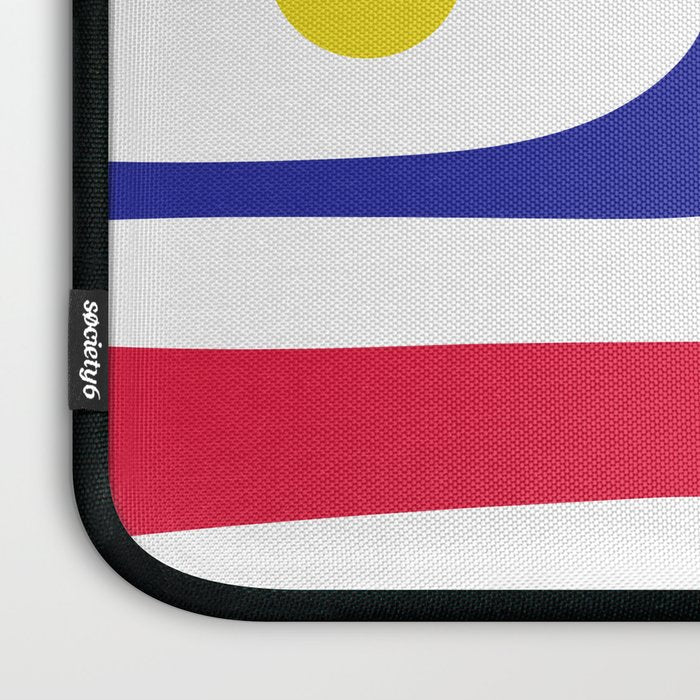 Mid Century Modern Piquet Minimalist Abstract Pattern in Red, Navy Blue, Yellow, and White Laptop Sleeve Gallery Image 3