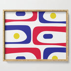 Mid Century Modern Piquet Minimalist Abstract Pattern in Red, Navy Blue, Yellow, and White Serving Tray Gallery Image 1