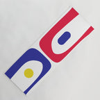 Mid Century Modern Piquet Minimalist Abstract Pattern in Red, Navy Blue, Yellow, and White Yoga Mat Gallery Image 1