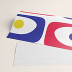 Mid Century Modern Piquet Minimalist Abstract Pattern in Red, Navy Blue, Yellow, and White Wrapping Paper Gallery Image 2