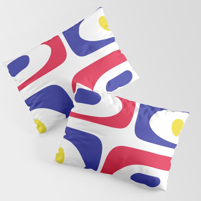 Mid Century Modern Piquet Minimalist Abstract Pattern in Red, Navy Blue, Yellow, and White Pillow Sham Gallery Image 3