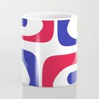 Mid Century Modern Piquet Minimalist Abstract Pattern in Red, Navy Blue, Yellow, and White Coffee Mug Gallery Image 4