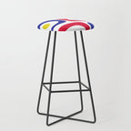 Mid Century Modern Piquet Minimalist Abstract Pattern in Red, Navy Blue, Yellow, and White Stool Gallery Image 1