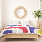 Mid Century Modern Piquet Minimalist Abstract Pattern in Red, Navy Blue, Yellow, and White Duvet Cover Gallery Image 3