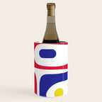 Mid Century Modern Piquet Minimalist Abstract Pattern in Red, Navy Blue, Yellow, and White Wine Chiller Gallery Image 3