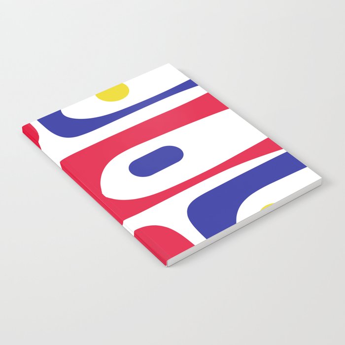 Mid Century Modern Piquet Minimalist Abstract Pattern in Red, Navy Blue, Yellow, and White Notebook Gallery Image 2