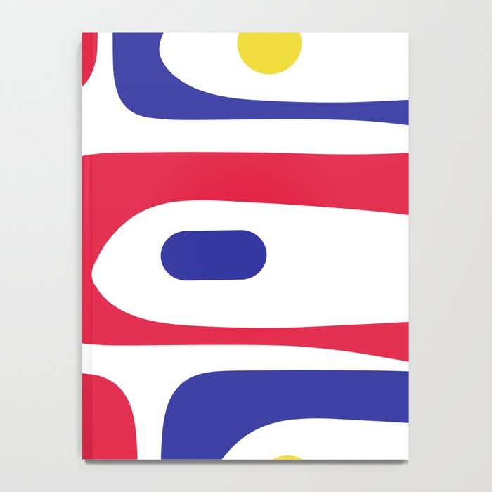 Mid Century Modern Piquet Minimalist Abstract Pattern in Red, Navy Blue, Yellow, and White Notebook Gallery Image 4