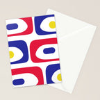 Mid Century Modern Piquet Minimalist Abstract Pattern in Red, Navy Blue, Yellow, and White Stationery Card Gallery Image 2