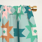 Geometric Quilt - Blue Green Window Curtain Gallery Image 2