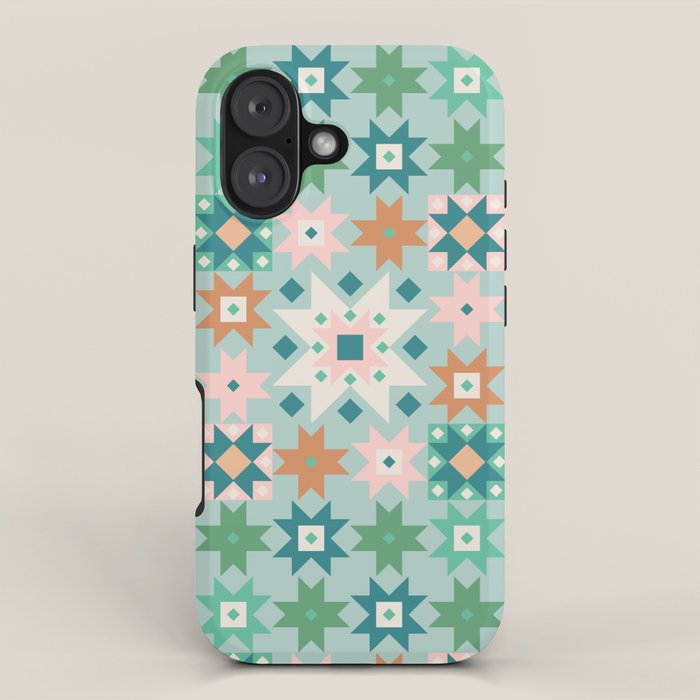 Geometric Quilt - Blue Green iPhone Case Gallery Image 1