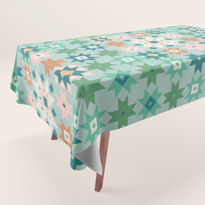 Geometric Quilt - Blue Green Tablecloth Gallery Image 1