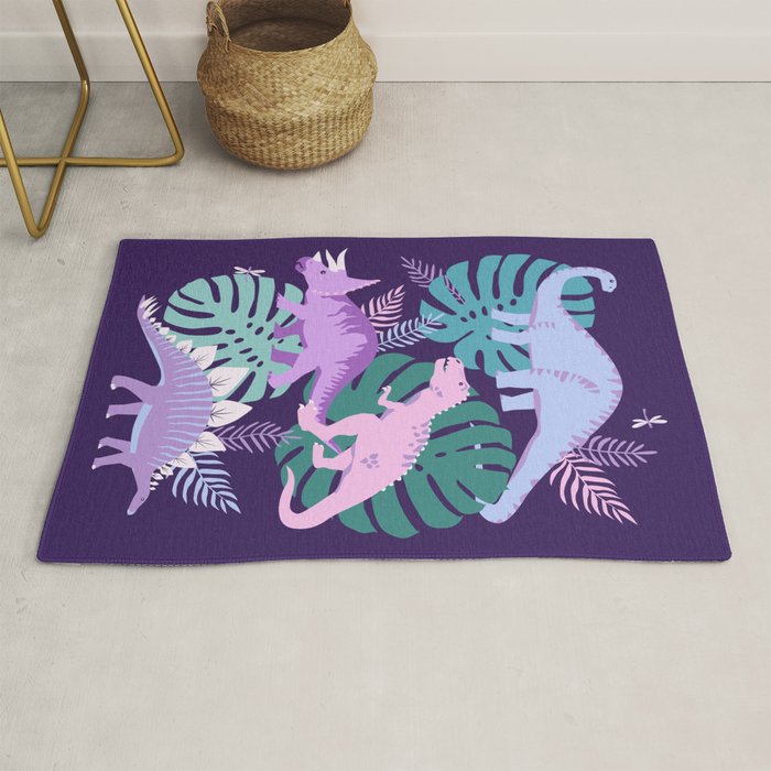 Jungle Dinosaur - Purple Rug Gallery Image 1