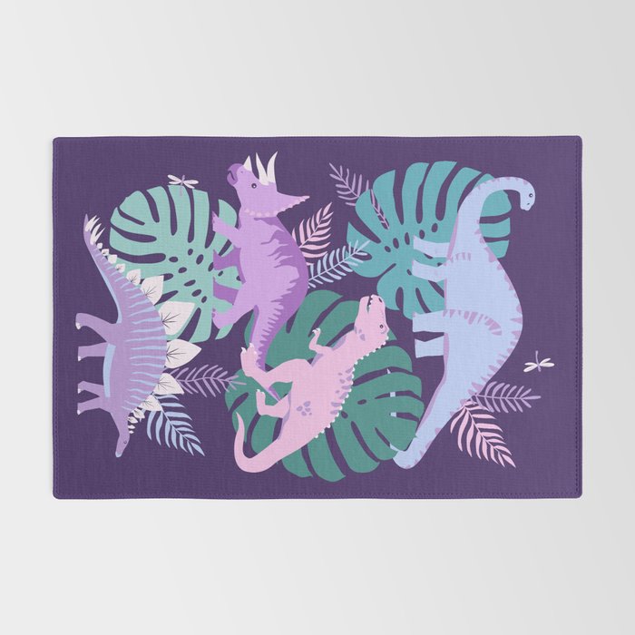 Jungle Dinosaur - Purple Rug Gallery Image 2