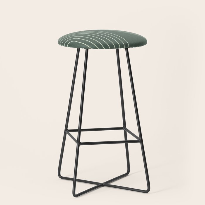 Geometric Lines in Sage Green 5 (Rainbow Abstraction) Stool Gallery Image 1